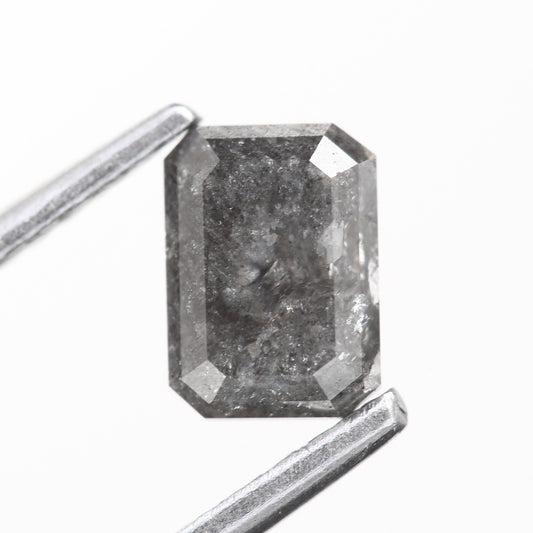 0.88 Ct. Emerald Cut Salt and Pepper Fancy Black Color Natural Diamond 5.95 mm