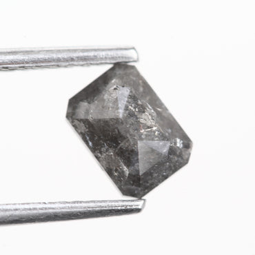 0.88 Ct. Emerald Cut Salt and Pepper Fancy Black Color Natural Diamond 5.95 mm