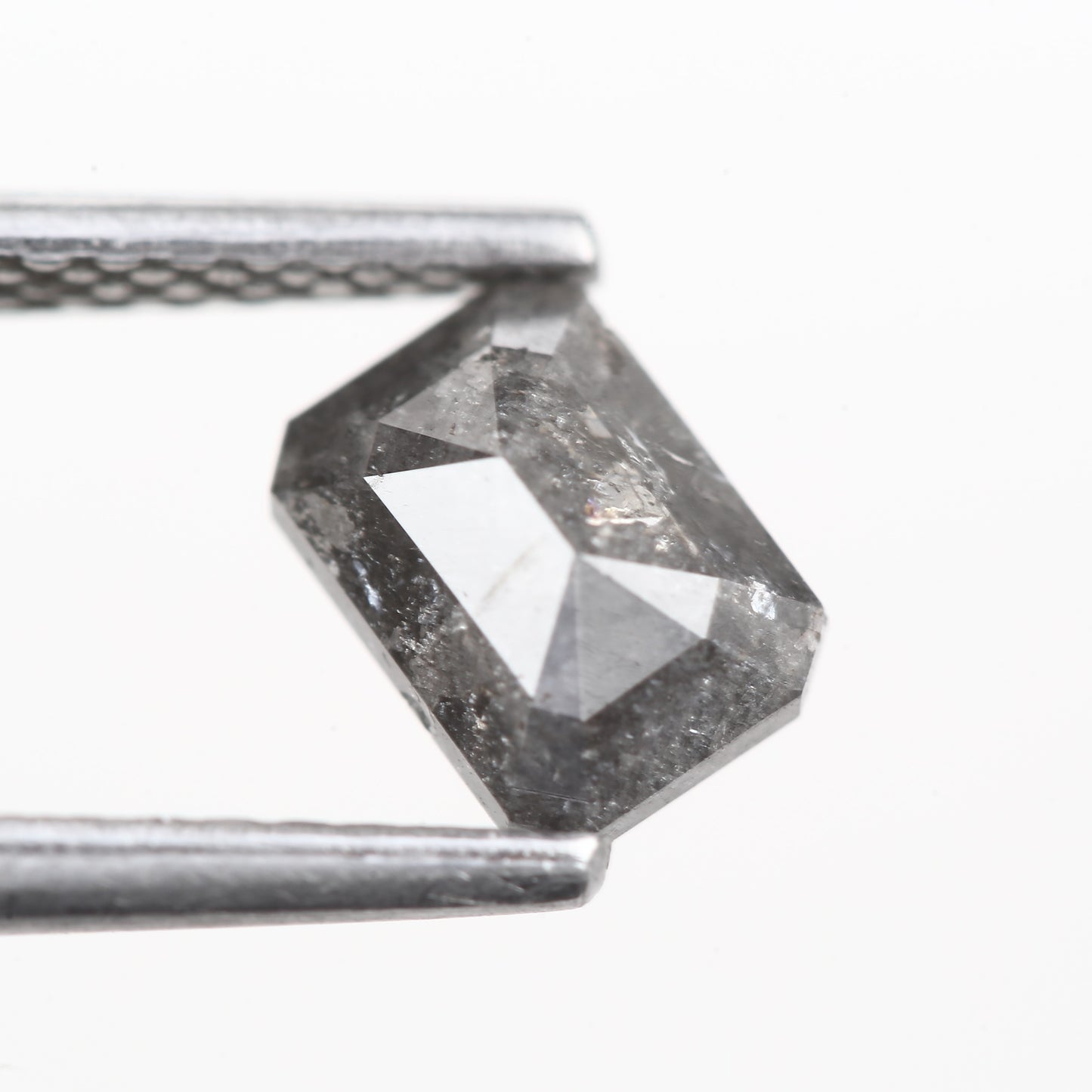 0.88 Ct. Emerald Cut Salt and Pepper Fancy Black Color Natural Diamond 5.95 mm