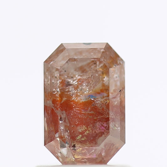 1.36 CT Fancy Red Orange Color Rectuangular Emerald Cut Natural Loose Diamond