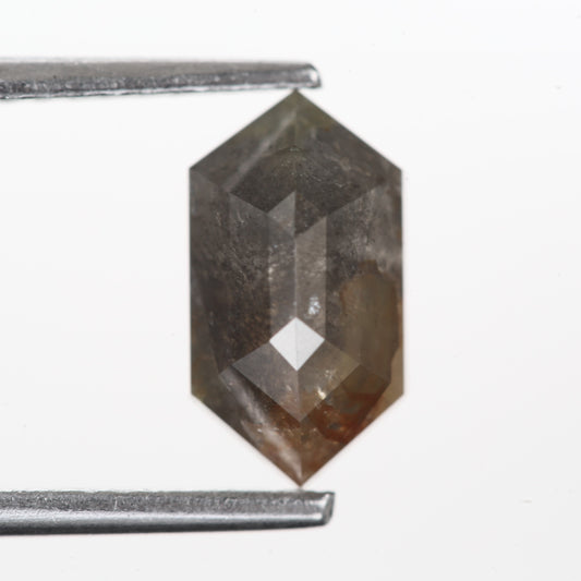 1.42 Ct. Hexagonal Rose Cut Fancy Gray Color Natural Diamond 9.40 mm