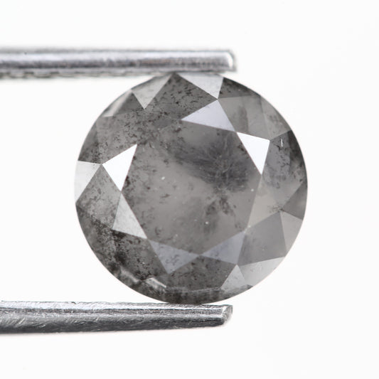 1.95 Ct. Round Brilliant Cut Fancy Dark Gray Color Natural Diamond 7.40 mm