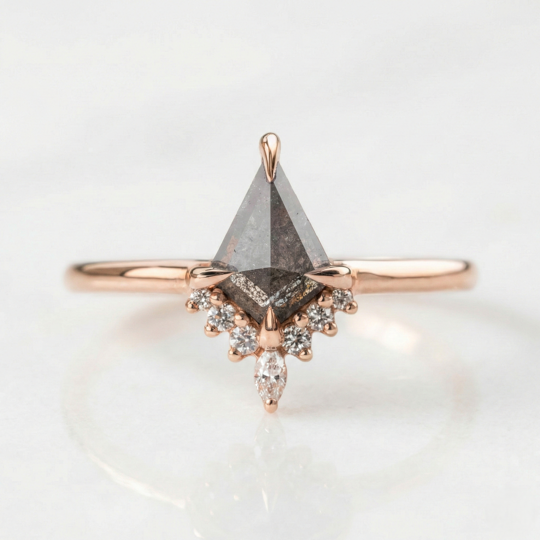 1.03 ct. Black Speckled Kite Diamond Enganement Ring 14K Rose Gold Shree Diamond Mfg