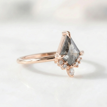 1.03 ct. Black Speckled Kite Diamond Enganement Ring 14K Rose Gold Shree Diamond Mfg