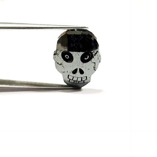 Skull Diamond 7.00 X 5.00 MM Fancy Black Color Loose Diamond