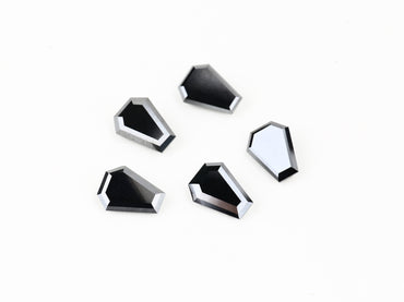 Fancy Black Color Loose Diamond, Natural Coffin Shape 6.00 X 8.00 MM