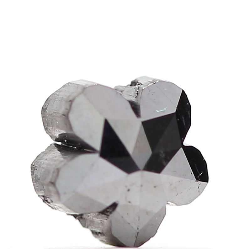 Fancy Black Color Loose Diamond, Natural Flower Shape 6.50 X 6.50 MM