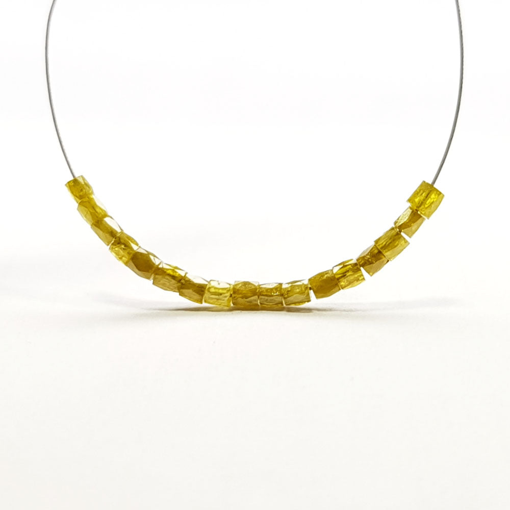 Natural Yellow Color Polished Tube Loose Diamond Beads