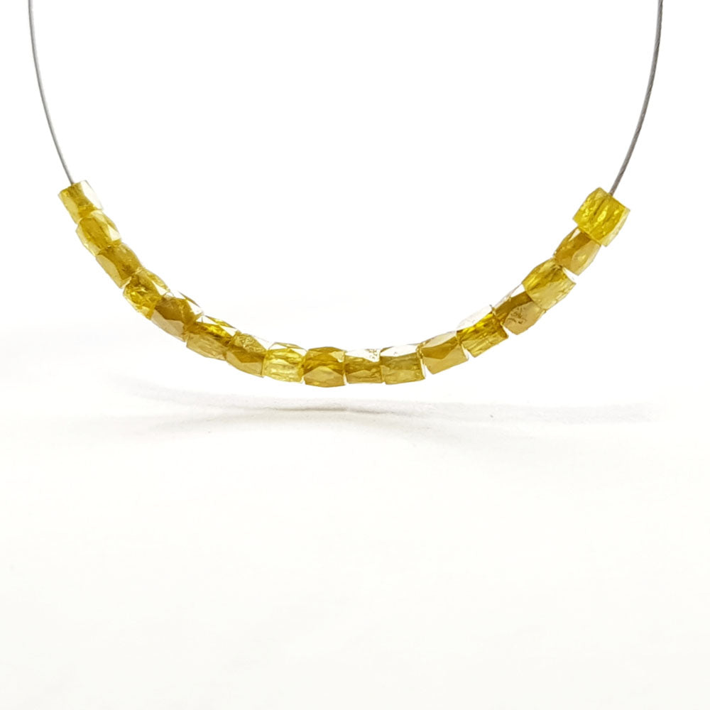 Natural Yellow Color Polished Tube Loose Diamond Beads