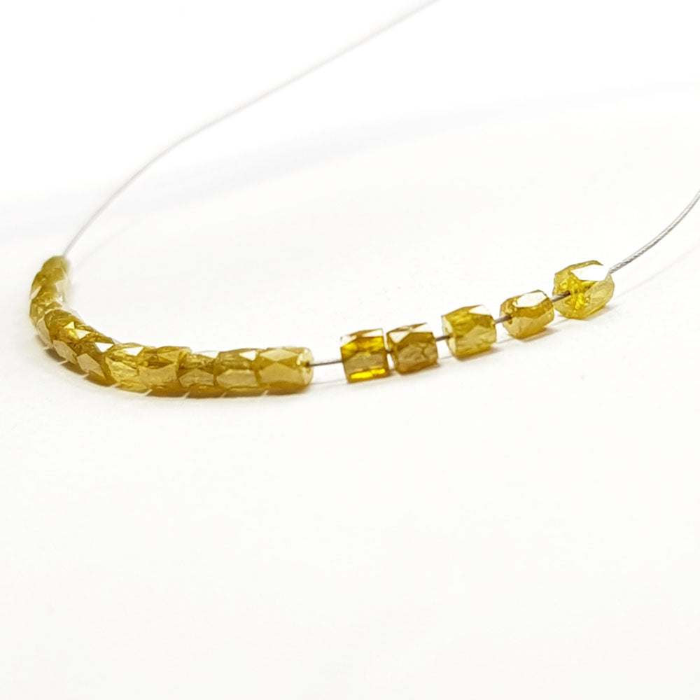 Natural Yellow Color Polished Tube Loose Diamond Beads