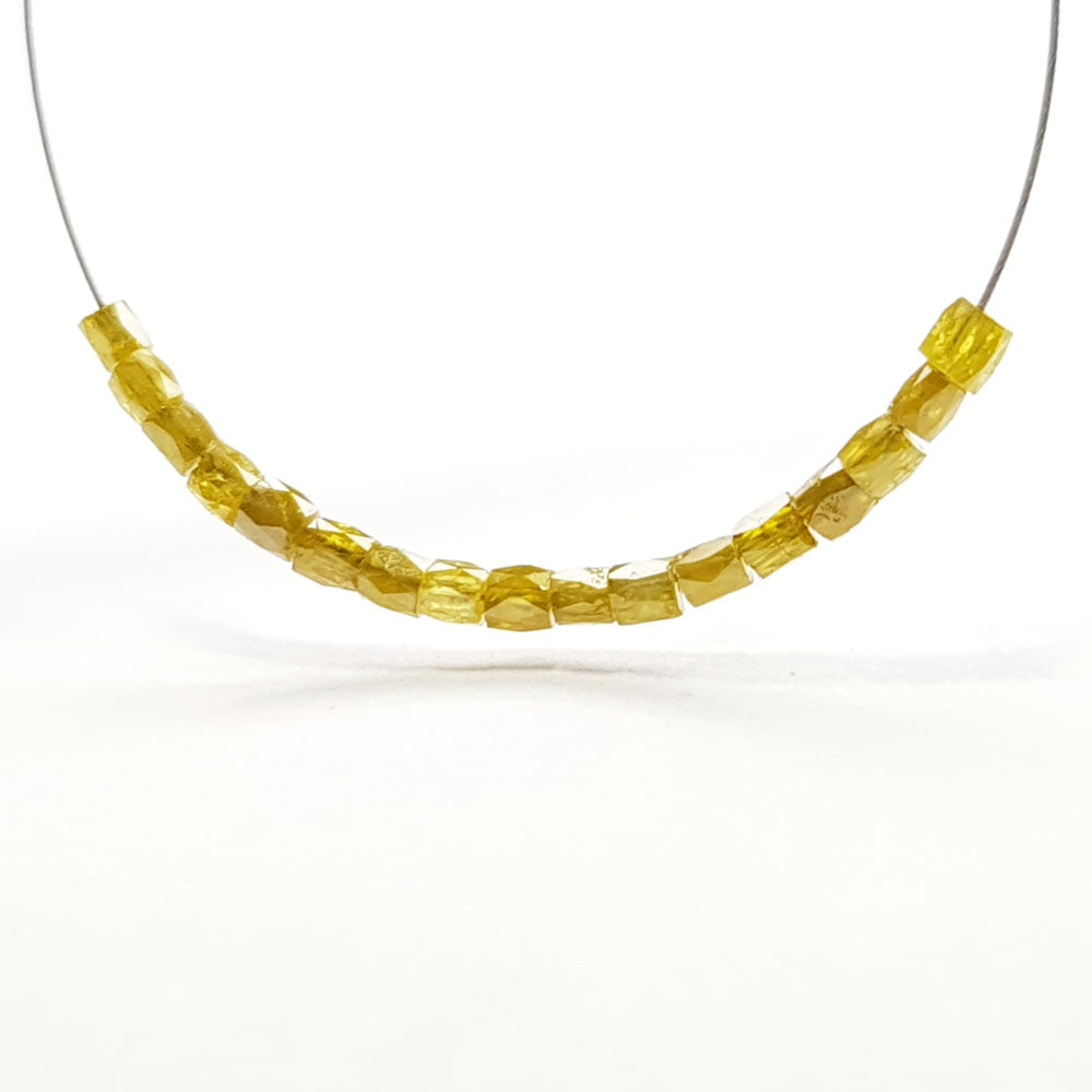 Natural Yellow Color Polished Tube Loose Diamond Beads
