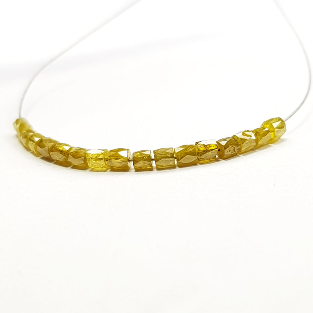 Natural Yellow Color Polished Tube Loose Diamond Beads