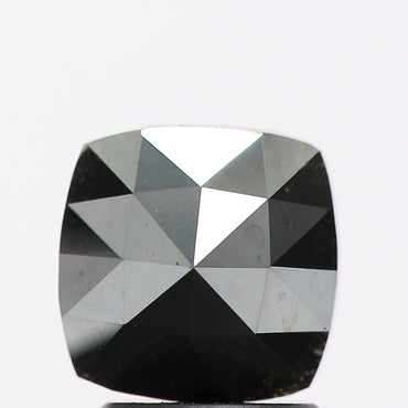 1.51 Ct Natural Black Cushion Single Cut Loose Diamond for Jewelery