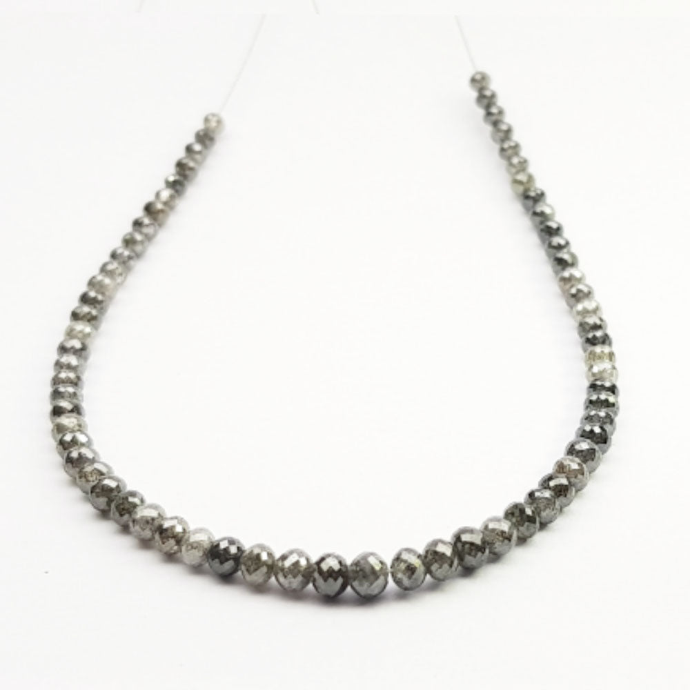 Salt and Pepper Round Polished Loose Diamond Beads 16" Strand Necklace