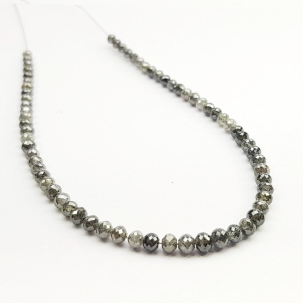 Salt and Pepper Round Polished Loose Diamond Beads 16" Strand Necklace