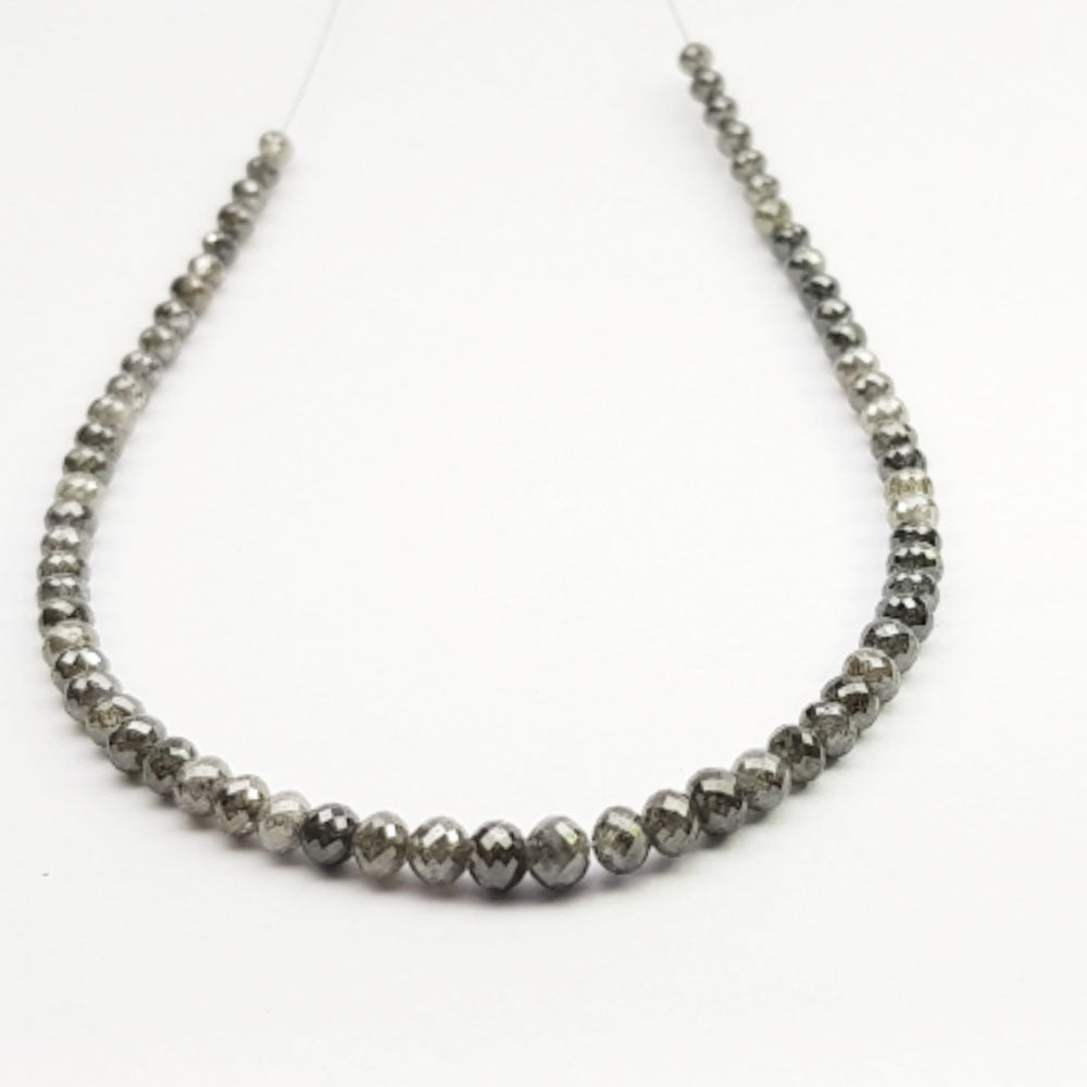 Salt and Pepper Round Polished Loose Diamond Beads 16" Strand Necklace
