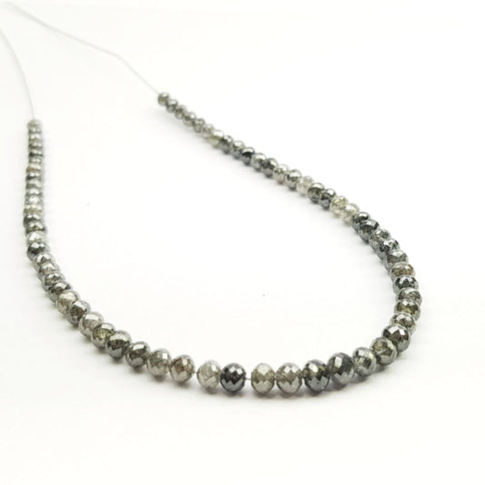 Salt and Pepper Round Polished Loose Diamond Beads 16" Strand Necklace