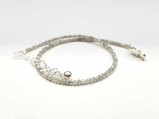 Salt and Pepper Color Round Polished Loose Diamond Beads 6.50" Bracelet