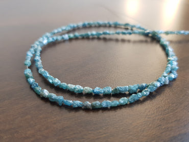 18 Carat Natural Diamond Blue Color Raw Uncut Rough Loose Beads 16'' inch Long Shree Diamond Mfg