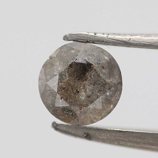 0.44 Carat Salt and Pepper Diamond Gray Round Brilliant Cut Natural Loose Diamond