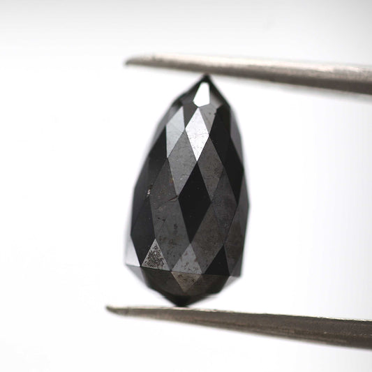 4.25 ct Natural Black Tear Drops Loose Diamond Beads for Jewelry