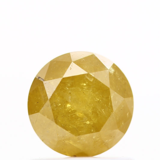0.80 Carat Yellow Rustic Fancy Round Brilliant Cut Natural Loose Diamond