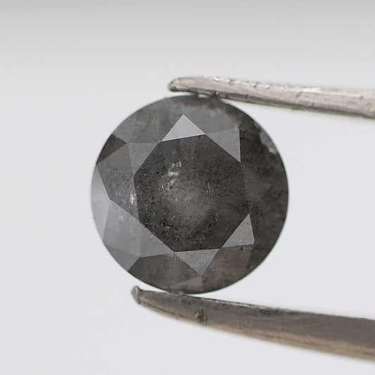 0.98 Carat Salt and Pepper Diamond Round Brilliant Cut Natural Loose Diamond