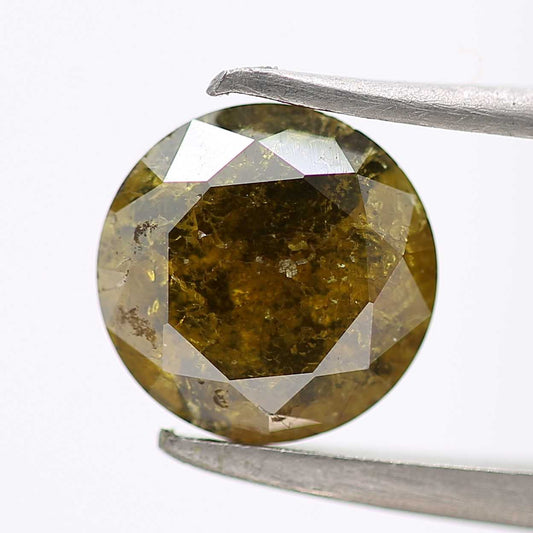 1.20 Carat Yellow Rustic Fancy Round Brilliant Cut Natural Loose Diamond