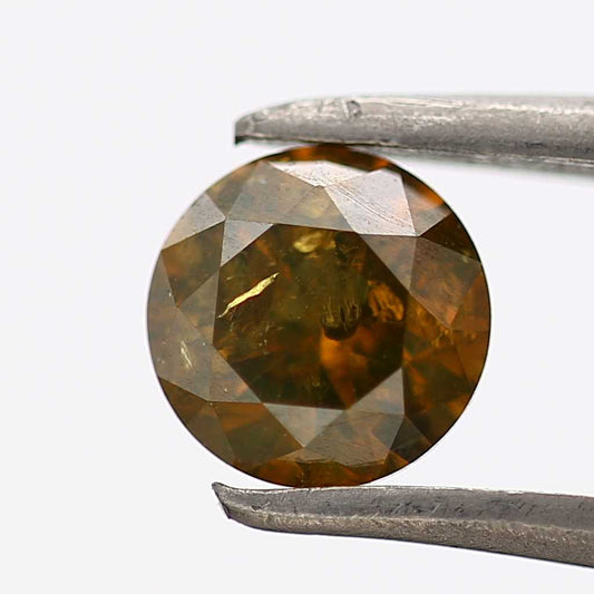 Salt And Pepper Diamond Fancy Brown Color 0.69 CT 5.45 x 3.55 MM Round Brilliant Cut Diamond ! Natural Loose Diamond, Christmas Gift for Her