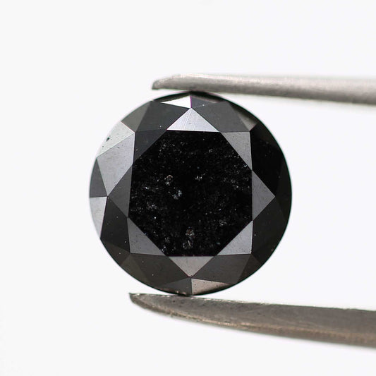 1.40 Carat Fancy Black Round Shape Brilliant Cut Natural Loose Diamond