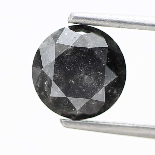 Salt And Pepper Diamond Fancy Gray Color 1.70 CT 7.22 x 5.07 MM Round Brilliant Cut Diamond ! Natural Loose Diamond ! Christmas Gift for Her