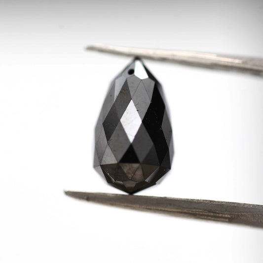 4.74 ct Natural Black Tear Drops Loose Diamond Beads for Jewelry