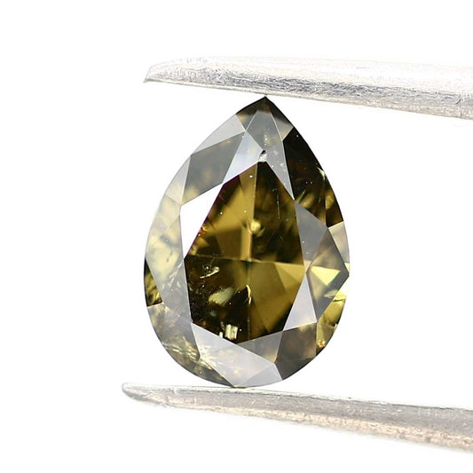 Salt and Pepper Diamond Fancy Greenish Yellow 0.98 CT 7.50 x 5.35 x 3.10 MM Pear Cut Diamond! Natural Loose Diamond ! Christmas Gift for Her