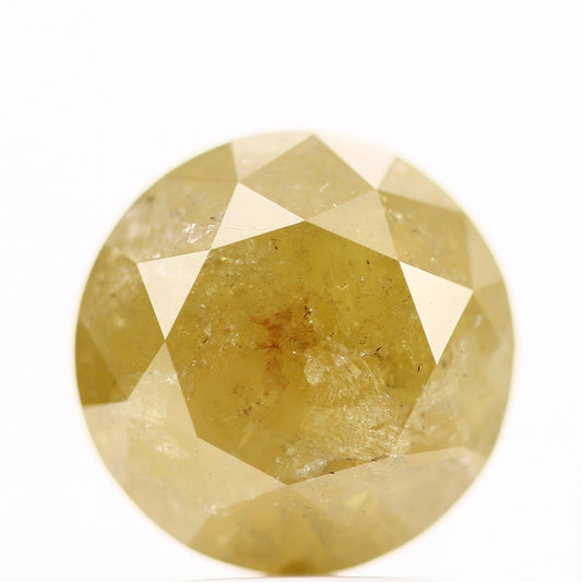 3.03 Carat Fancy Yellow Rustic Round Brilliant Cut Natural Loose Diamond