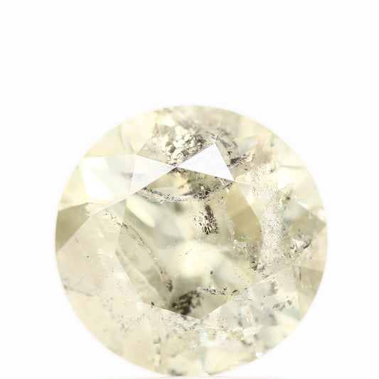 2 Carat Salt and Pepper Yellow Round Brilliant Cut Natural Loose Diamond