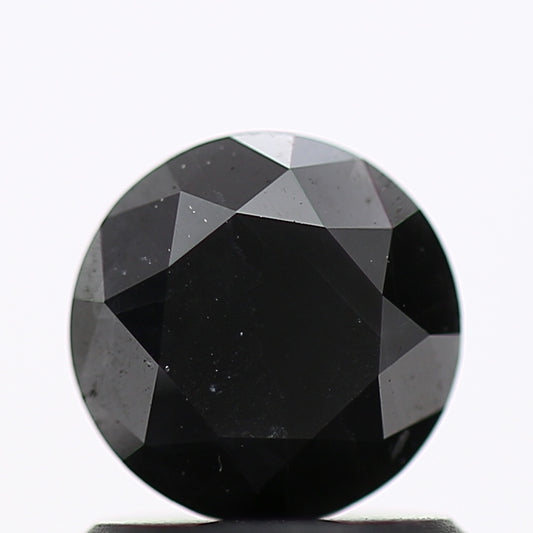 0.91 Carat Fancy Black Round Shape Brilliant Cut Natural Loose Diamond