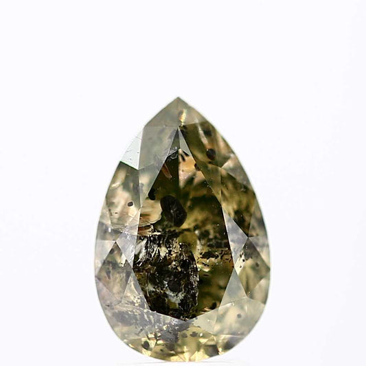 Salt and Pepper Diamond Fancy Green Color 2.71 CT 10.80x 7.25 x 5.25 MM Pear Cut Diamond! Natural Loose Diamond ! Christmas Gift for Her