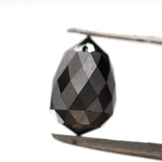 2.53 ct Natural Black Tear Drops Loose Diamond Beads for Jewelry