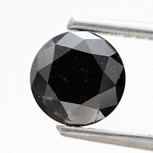 0.85 Carat Salt and Pepper Fancy Black Round Brilliant Cut Natural Loose Diamond