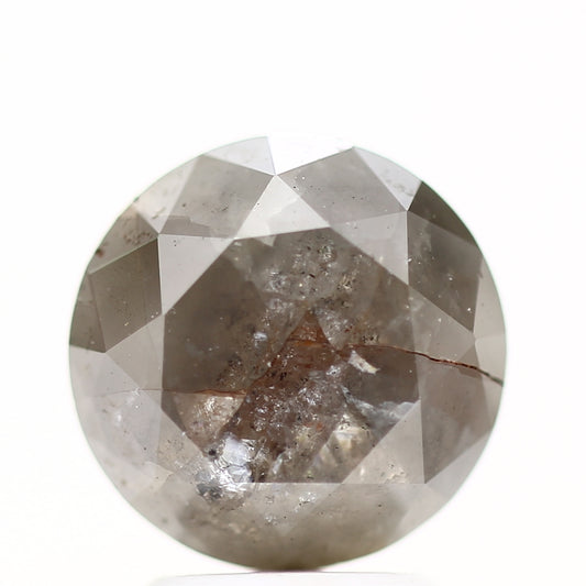 3.54 Carat Gray Rustic Round Shape Brilliant Cut Natural Loose Diamond