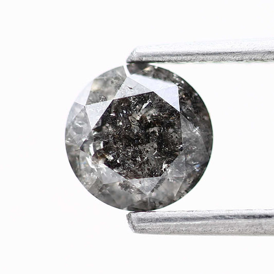 Salt and Pepper Diamond Fancy Gray Color 0.80 CT 6.15 x 3.30 MM Round Brilliant Cut Diamond! Natural Loose Diamond ! Christmas Gift for Her