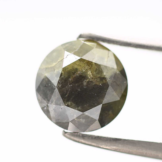 1.46 Carat Gray Yellow Rustic Fancy Round Brilliant Cut Natural Loose Diamond