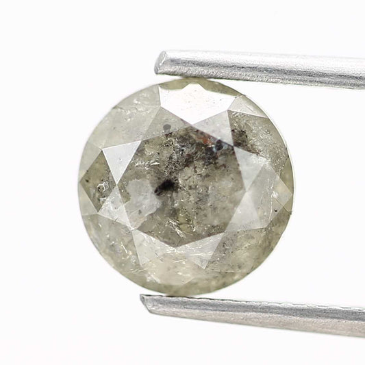 1.81 Carat Salt and Pepper Diamond Gray Fancy Round Brilliant Cut Natural Loose Diamond
