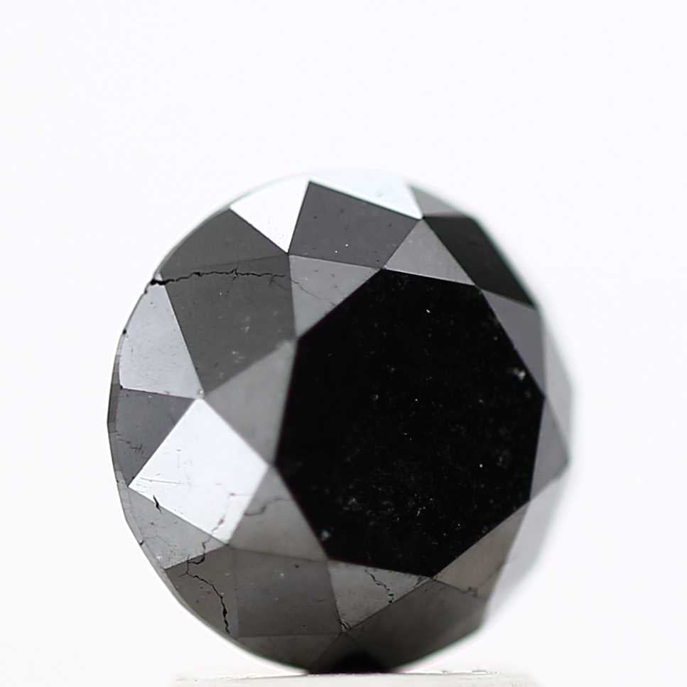 2.57 Carat Fancy Black Round Shape Brilliant Cut Natural Loose Diamond