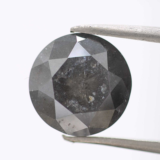 3.57 Carat Gray Salt and Pepper Round Brilliant Cut Natural Loose Diamond