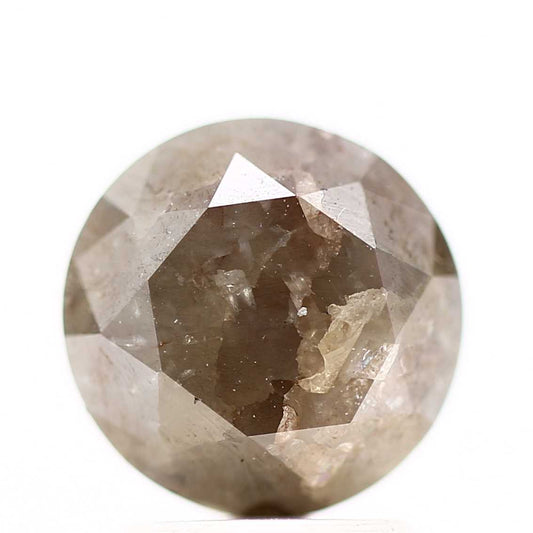 2.84 Carat Gray Rustic Round Shape Brilliant Cut Natural Loose Diamond