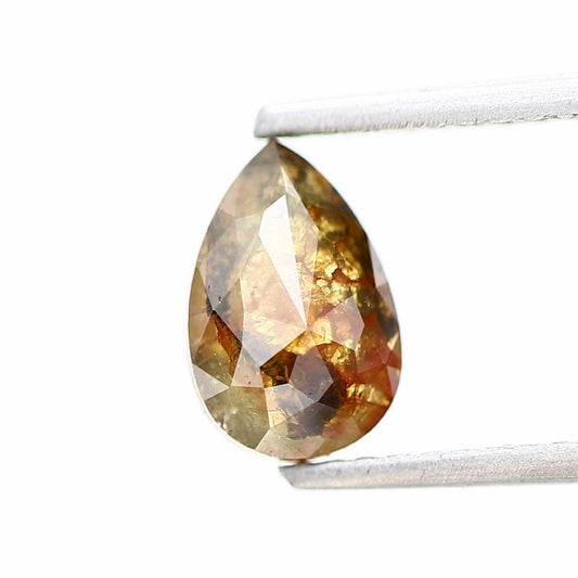 Salt and Pepper Diamond Fancy Orange Color 1.00 CT 7.85 x 5.28 x 2.60 MM Pear Cut Diamond! Natural Loose Diamond ! Christmas Gift for Her