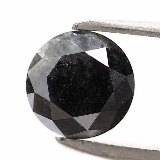 0.82 Carat Fancy Black Round Shape Brilliant Cut Natural Loose Diamond