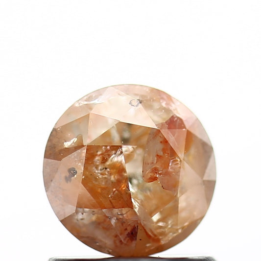 0.83 Carat Orange Rustic Round Shape Brilliant Cut Natural Loose Diamond