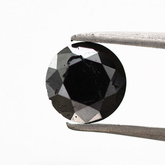 1.37 Carat Fancy Black Round Brilliant Cut Natural Loose Diamond
